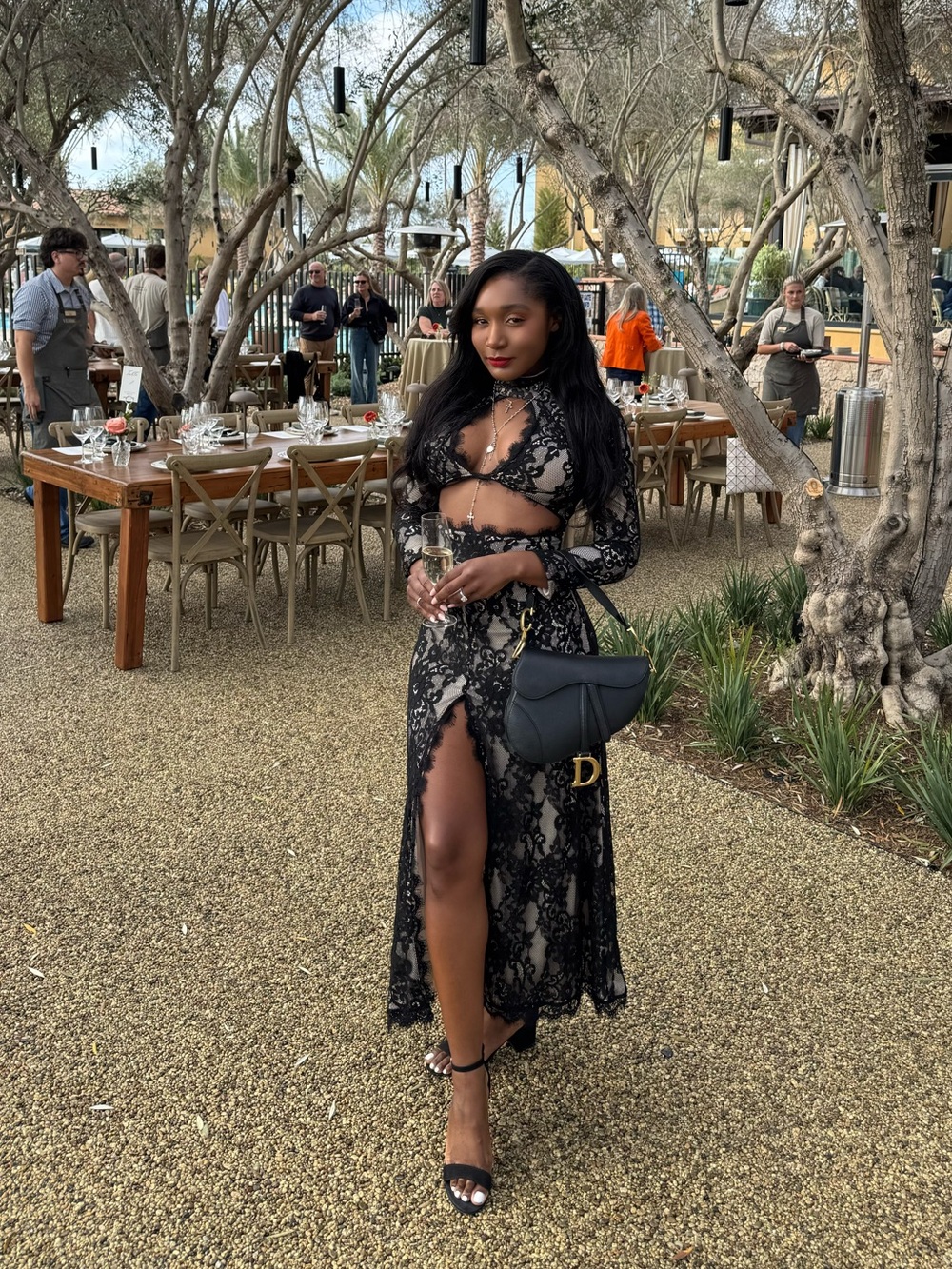 Black Lace Cutout Maxi Dress